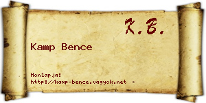 Kamp Bence névjegykártya